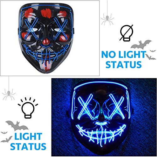 KA LEGEND Purge Mask Light up,Halloween Mask LED Light up Masks Scary mask for Festival Cosplay Halloween Costume Masquerade Parties,Carnival,Blue