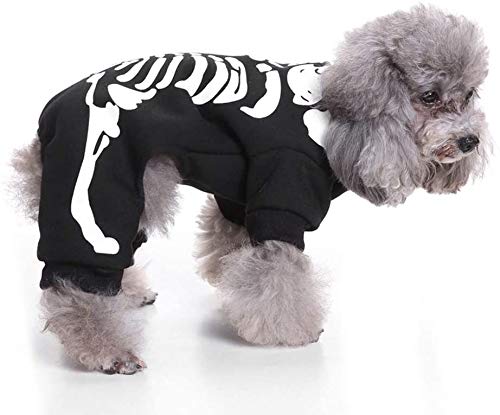 Wizland Pet Jumpsuit Halloween Skeleton Dog Costumes Clothes Apparel for Puppy Dog Cat Puppies. Small