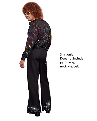 Dreamgirl Mens 70s Disco Shirt Costume, Adult Fashion Disco Dude Halloween Costume - Medium