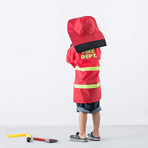 iPlay, iLearn Kids Firefighter Costume, Toddler Fireman Dress up, Fire Pretend Chief Outfit, Halloween Role Play Career Suit W/Walkie Talkie Hose, Party Birthday Gift for 3 4 5 6 7 Year Old Boy Girl