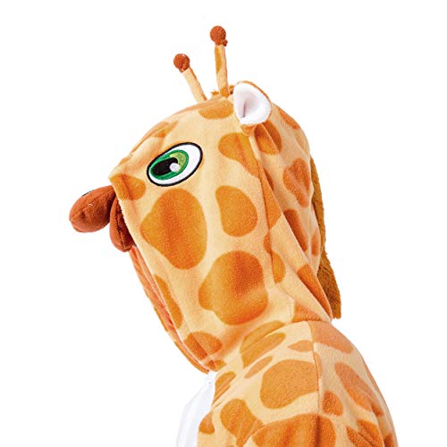 Spooktacular Creations Unisex Adult Giraffe Onesie Pajama Plush Giraffe Costume with Hat and Tail for Dress Up Party Role Playing Themed Parties Halloween Costume (Medium)