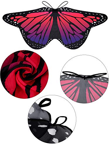 Gejoy 6 Pieces Butterfly Cloak Costume with Mask Antenna Headband for Kids Halloween Party (Classic Style)