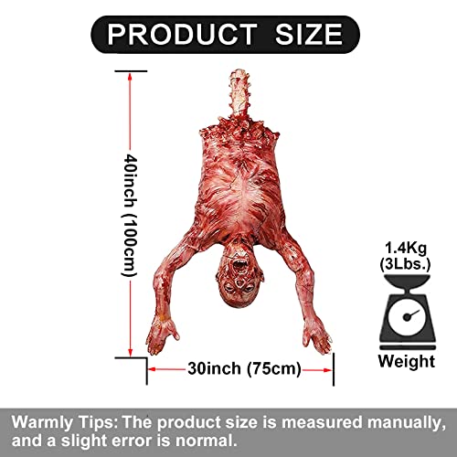 Halford Bloody Half Body, Horrible Limbless Hanging Half Body with Bloody Cut Off Skin for Scary Haunted House Outdoor Decorations Props - Men