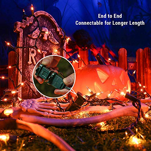 BrizLabs Orange Lights, 300 counts 69.6ft Halloween Lights Connectable, UL Certified Mini Halloween String Lights Plug-in, Green Wire Incandescent Orange Lights for Indoor Outdoor Christmas Tree Decor