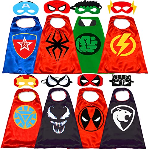 Superhero Capes and Masks for Kids Halloween Cosplay Double Side Capes Superhero Toy Kids Best Gifts Yellow
