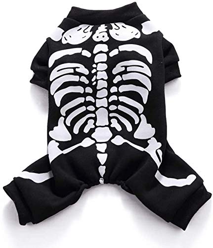 Wizland Pet Jumpsuit Halloween Skeleton Dog Costumes Clothes Apparel for Puppy Dog Cat Puppies. Small