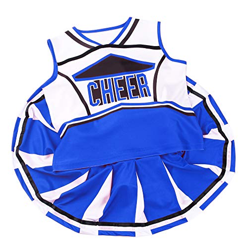 yolsun Cheerleader Costume for Girls Halloween Cute Uniform Outfit (120(4-5y), Blue)