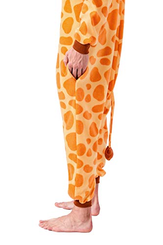 Spooktacular Creations Unisex Adult Giraffe Onesie Pajama Plush Giraffe Costume with Hat and Tail for Dress Up Party Role Playing Themed Parties Halloween Costume (Medium)