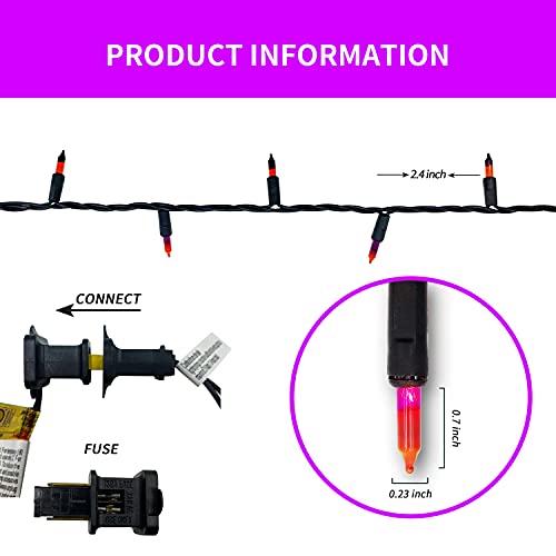 BOKING Halloween Purple Orange Lights String 100 MINI Incandescent Outdoor Indoor Waterproof Decoration Plug in 23 Feet Used for Patio Party Festive Courtyard Home