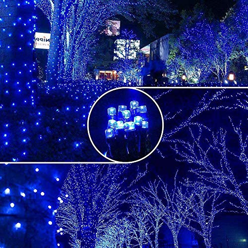 Christmas String Lights 220 LED Blue 25M 82Ft, 8 Modes Twinkle Lights Indoor Outdoor Decoration Plug-in Waterproof End to End Expandable Decoration Fairy Light for Patio Wall Party Wedding Pub