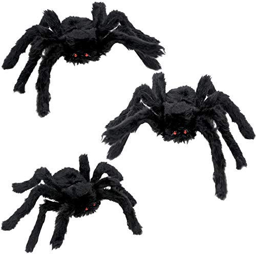 6 Halloween Realistic Hairy Spiders Props for Indoor and Outside Decoration 36” 30” 24” 18” 18” 12”