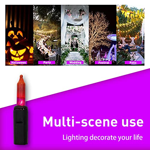 BOKING Halloween Purple Orange Lights String 100 MINI Incandescent Outdoor Indoor Waterproof Decoration Plug in 23 Feet Used for Patio Party Festive Courtyard Home