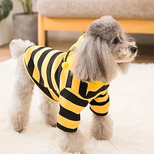 Anelekor Pet Bee Halloween Costume Dog Hoodies Cat Holiday Cosplay Warm Clothes Puppy Cute Hooded Coat Christmas Outfits for Cat and Small Dogs (Yellow, X-Small), XS