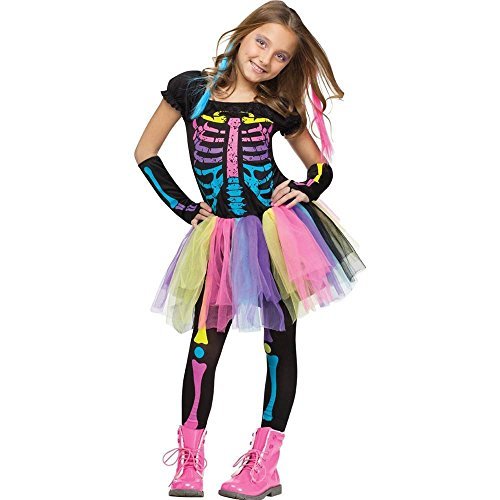 Fun World Funky Punky Bones Costume, Medium 8-10, Multicolor