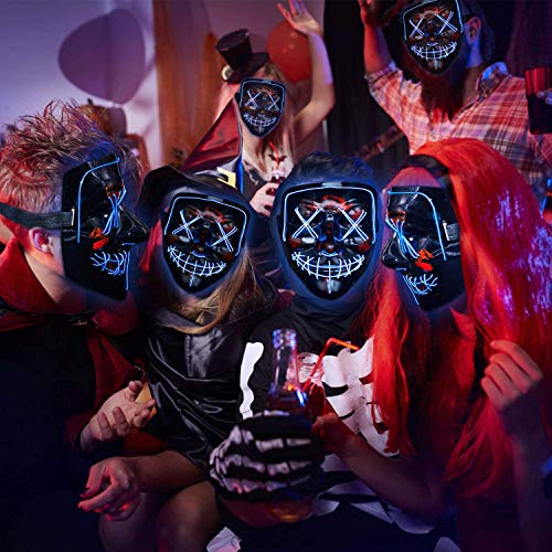 KA LEGEND Purge Mask Light up,Halloween Mask LED Light up Masks Scary mask for Festival Cosplay Halloween Costume Masquerade Parties,Carnival,Blue