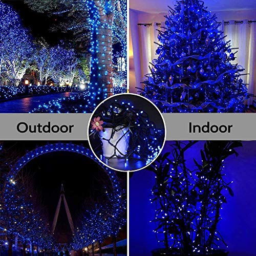 Christmas String Lights 220 LED Blue 25M 82Ft, 8 Modes Twinkle Lights Indoor Outdoor Decoration Plug-in Waterproof End to End Expandable Decoration Fairy Light for Patio Wall Party Wedding Pub
