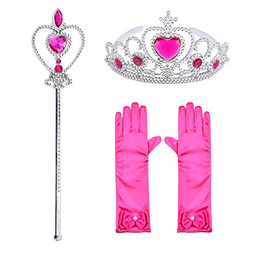 Little Girls Mermaid Princess Costume for Girls Dress Up Party with Gloves,Crown Mace 6-7 Years