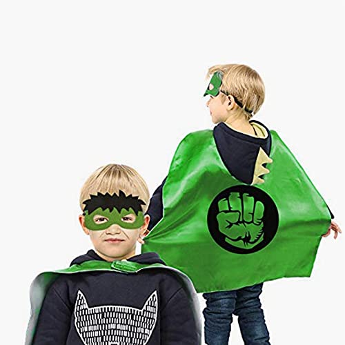 Superhero Capes and Masks for Kids Halloween Cosplay Double Side Capes Superhero Toy Kids Best Gifts Yellow