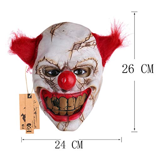 Halloween Latex Clown Mask With Hair for Adults,Halloween Costume Party Props Masks (red hair)