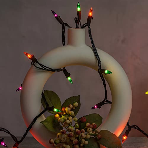 YULETIME Orange Green & Purple Halloween Lights with Black Wire, 66 Feet 200 Count UL Certified Christmas String Lights, Pack of 2 Sets 33 Ft 100 Count Mini Lights Set (Orange, Green & Purple)