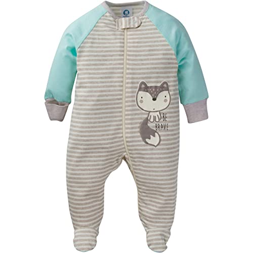 Gerber Baby Boys' 4 Pack Sleep 'N Play Footie, Aqua Fox, 6-9 Months