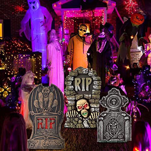 9PCS Halloween RIP Graveyard Tombstones Yard Decorations, Halloween Yard Signs with Stakes, Halloween Decorations Outdoor Large Size Scary Waterproof for Lawns/Entrances/Backyards/Garden