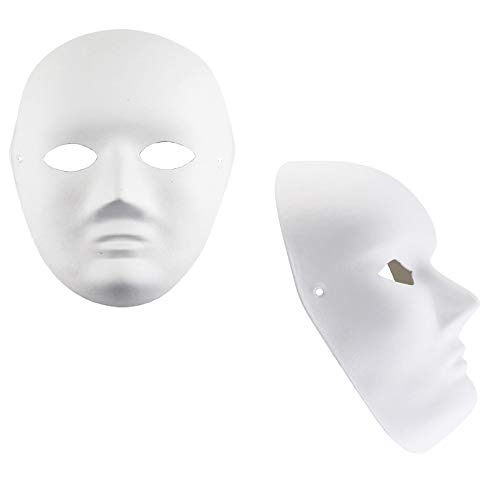 Oruuum 12 PCS DIY Full Face Masks, Paintable Paper Mask, White DIY Mask, Masquerade Mask, Mardi Gras Mask, Party Full Face Masks