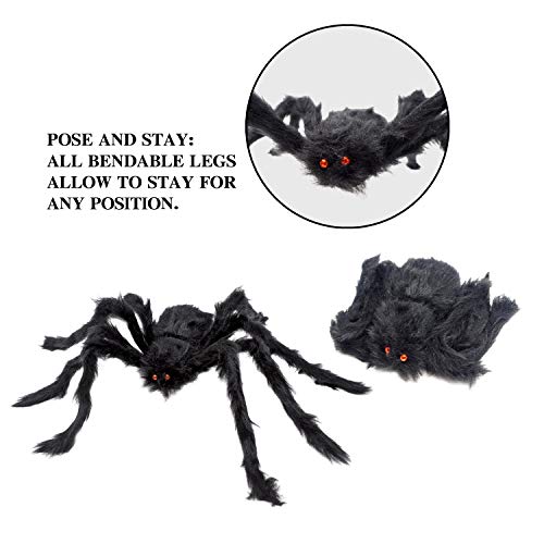 6 Halloween Realistic Hairy Spiders Props for Indoor and Outside Decoration 36” 30” 24” 18” 18” 12”