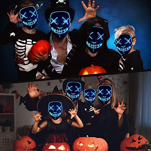 KA LEGEND Purge Mask Light up,Halloween Mask LED Light up Masks Scary mask for Festival Cosplay Halloween Costume Masquerade Parties,Carnival,Blue