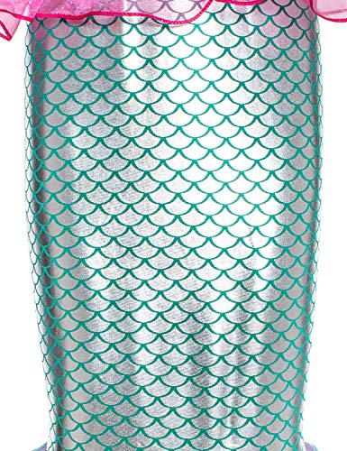Little Girls Mermaid Princess Costume for Girls Dress Up Party with Gloves,Crown Mace 6-7 Years