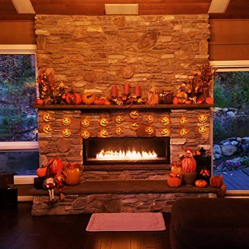 Halloween Lights Outdoor, 10.3FT 20 LED Pumpkin Lights Battery Operated, IP65 Waterproof Halloween String Lights, 3D Jack-O-Lantern Orange Halloween Decorations Lights for Party Patio Indoor Outdoor