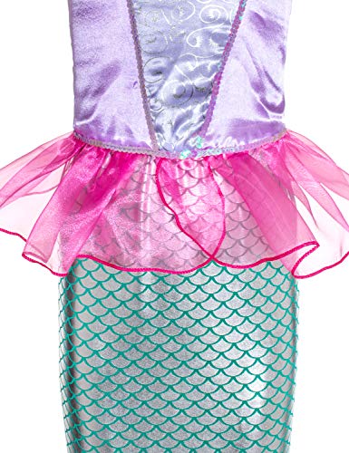 Little Girls Mermaid Princess Costume for Girls Dress Up Party with Gloves,Crown Mace 6-7 Years