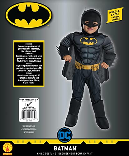 Rubie's DC Comics Toddler Deluxe Batman Costume, X-Small (510303), Black/Yellow