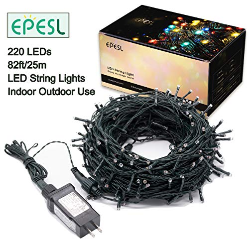 Christmas Tree Lights Blue - 220 LEDs 82ft/25m 8 Modes End-to-End Plug in Outdoor Waterproof Decorative Fairy Twinkle Halloween Indoor String Lights for New Year/Wedding/Thanksgiving Day/Home/Room