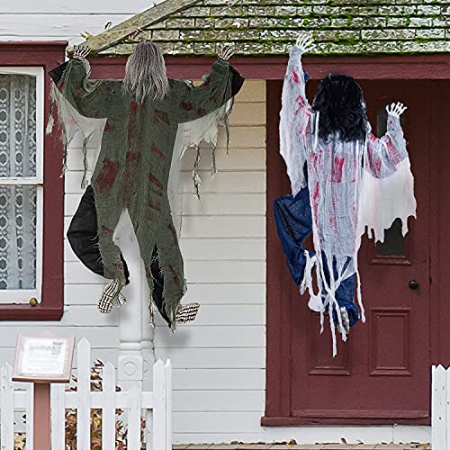 JOYIN 2 Pack 47" Halloween Climbing Zombies Wall Decoration, Halloween Climbing Dead Zombie Decoration for Halloween Haunted House Prop Decor Halloween Outdoor, Yard Holiday Party Decoration