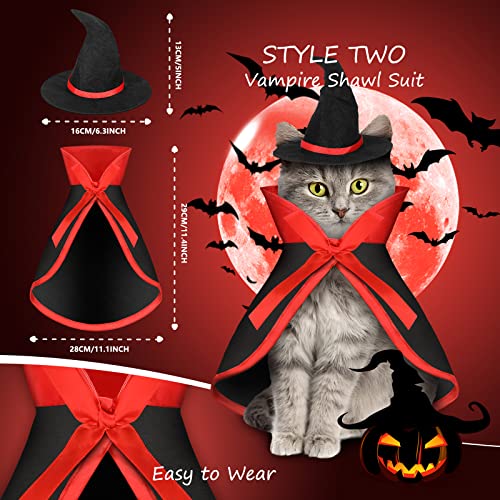 6 Pieces Cat Halloween Costume Cat Bat Wings Costume Cat Witch Costume Cat Wizard Hat Cat Witch Cloak Cat Collar with Bells for Cat Puppy Pet Halloween Party Costume Cosplay Accessories