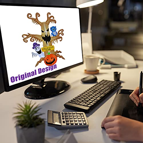 GOOSH 8 FT Halloween Inflatables Outdoor Dead Tree with Ghost, Pumpkin and Owl, Blow Up Yard Decoration Clearance with LED Lights Built-in for Holiday/Party/Yard/Garden