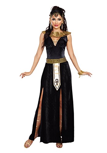 Dreamgirl Adult Cleopatra Costume for Women, Egyptian Goddess, Exquisite Cleopatra Halloween Costume, Black/Gold - X-Large