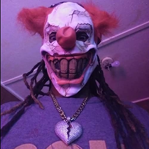 Halloween Latex Clown Mask With Hair for Adults,Halloween Costume Party Props Masks (red hair)