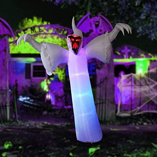 GOOSH 12 Foot High Halloween Inflatable Narrow face Ghost Blow Up Yard Decoration Clearance with LED Lights Built-in for Holiday/Party/Yard/Garden