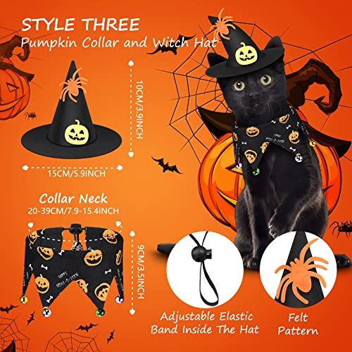 6 Pieces Cat Halloween Costume Cat Bat Wings Costume Cat Witch Costume Cat Wizard Hat Cat Witch Cloak Cat Collar with Bells for Cat Puppy Pet Halloween Party Costume Cosplay Accessories
