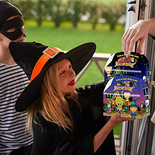 ArtCreativity Halloween Treat Boxes, Set of 12, Cardboard Paper Halloween Candy Boxes with Carry Handles, Adorable Trick or Treat Supplies, Halloween Goodie Bags for Sweets, Toys, Gifts, and More