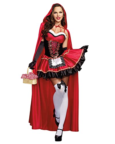 Dreamgirl Adult Sexy Little Red Riding Hood Costume for Women, Fashion Little Red Riding Hood Halloween Costume - Large