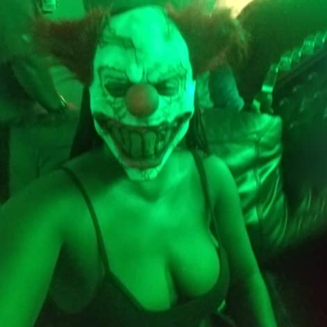 Halloween Latex Clown Mask With Hair for Adults,Halloween Costume Party Props Masks (red hair)