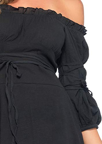 Leg Avenue Women's Size Plus High Low Peasant Dress, Black, 3X / 4X