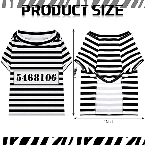 Funny Dog Prisoner Costumes Halloween Dog Prison Pooch Shirts Washable Dog Hat and Card for Halloween Dog Puppy Pet Cosplay (X-Large)