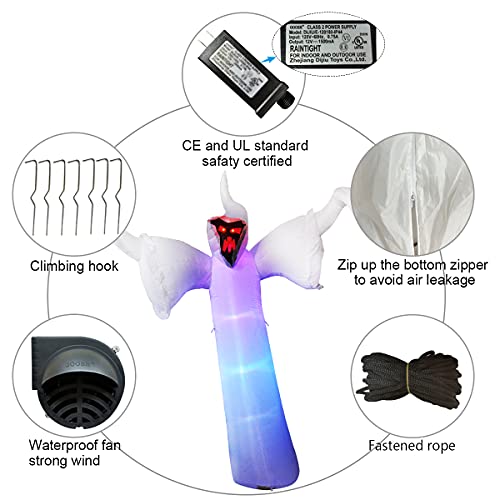 GOOSH 12 Foot High Halloween Inflatable Narrow face Ghost Blow Up Yard Decoration Clearance with LED Lights Built-in for Holiday/Party/Yard/Garden