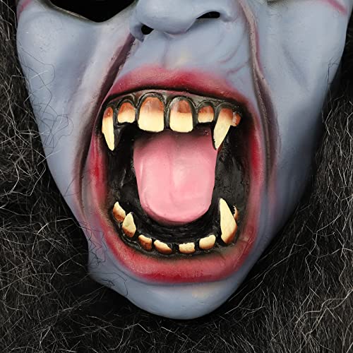 Witch Halloween Mask Latex Witch Mask with Black Hair and Hat, Scary Horror Cosplay Costume Masks Old Witch Dress up for Men Women Party Decoration Props