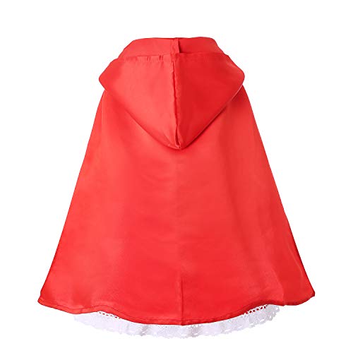 Doxrmuru Little Red Riding Hood Costume for Girls Kids Halloween Cosplay Costume Age 3-12 Years
