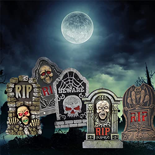 9PCS Halloween RIP Graveyard Tombstones Yard Decorations, Halloween Yard Signs with Stakes, Halloween Decorations Outdoor Large Size Scary Waterproof for Lawns/Entrances/Backyards/Garden